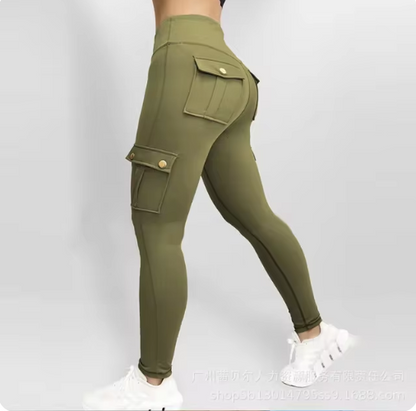 High Elastic Fitness Pants with Pockets