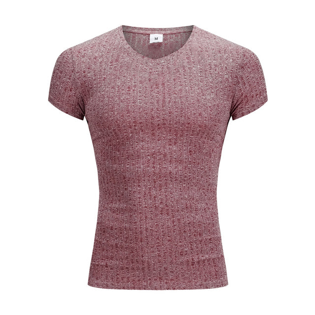 Men's Slim Fit V-Neck Fitness T-Shirt with Sports Straps