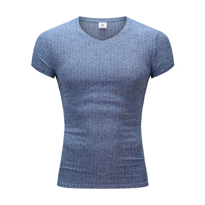 Men's Slim Fit V-Neck Fitness T-Shirt with Sports Straps