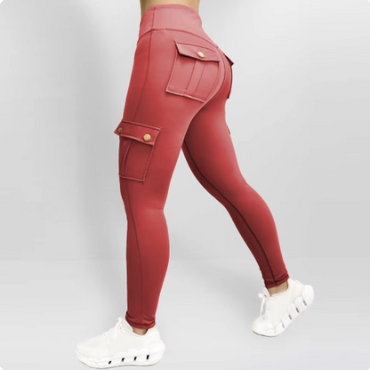 High Elastic Fitness Pants with Pockets